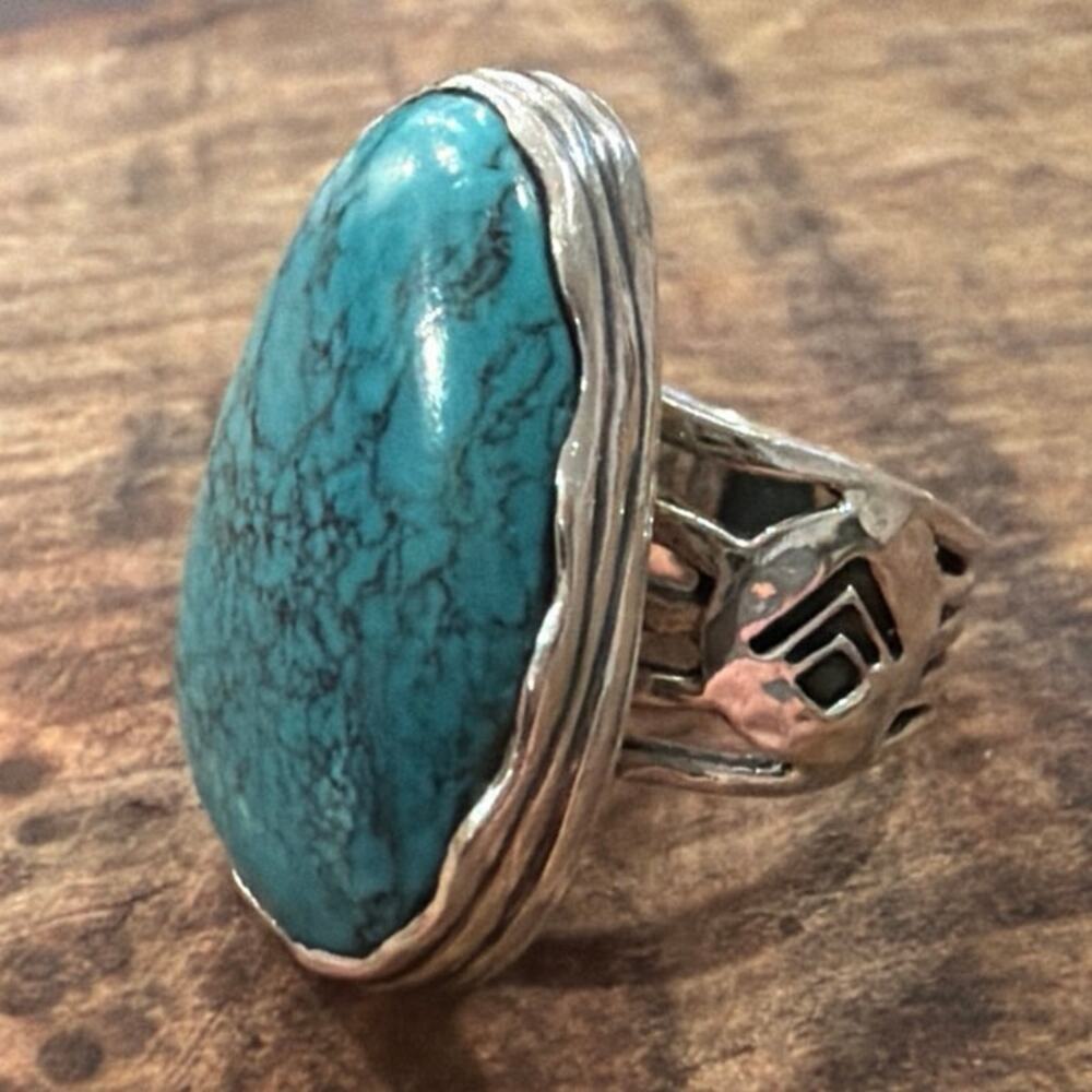 Silpada Turquoise & Sterling Silver statement ring size 11 - Picture 2 of 4